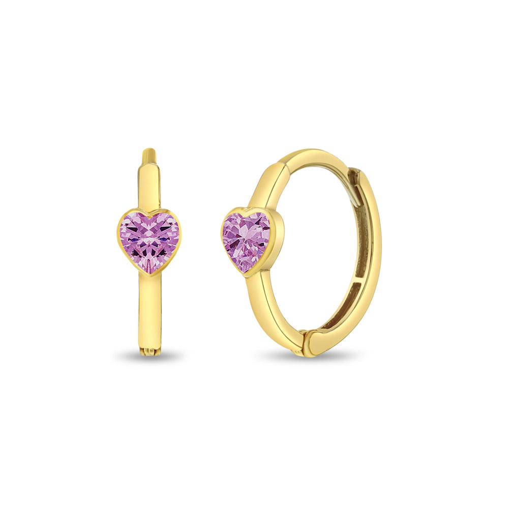 Pink CZ Heart Kids Hoop Earrings – Mel Spivak