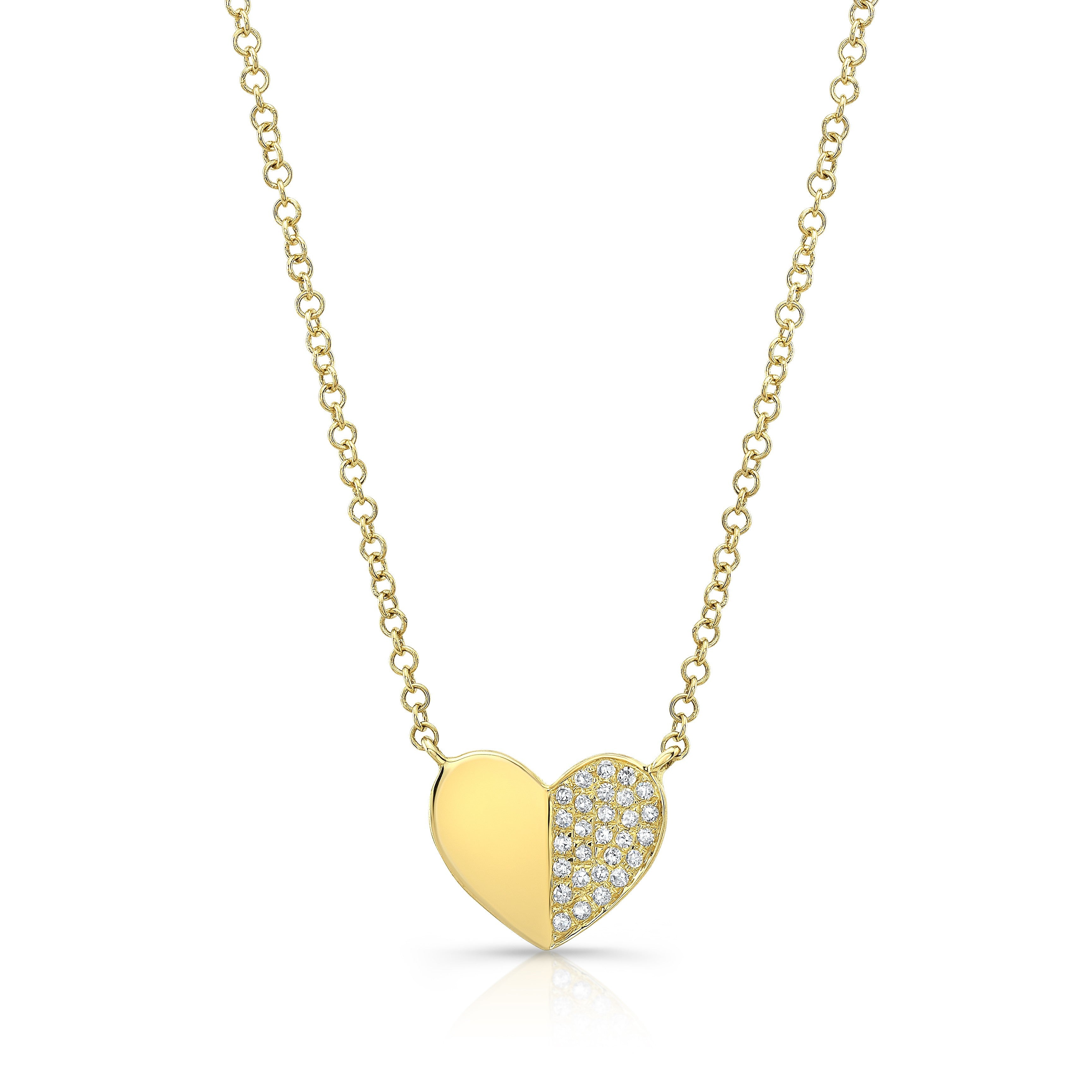 Folded Diamond Heart Necklace