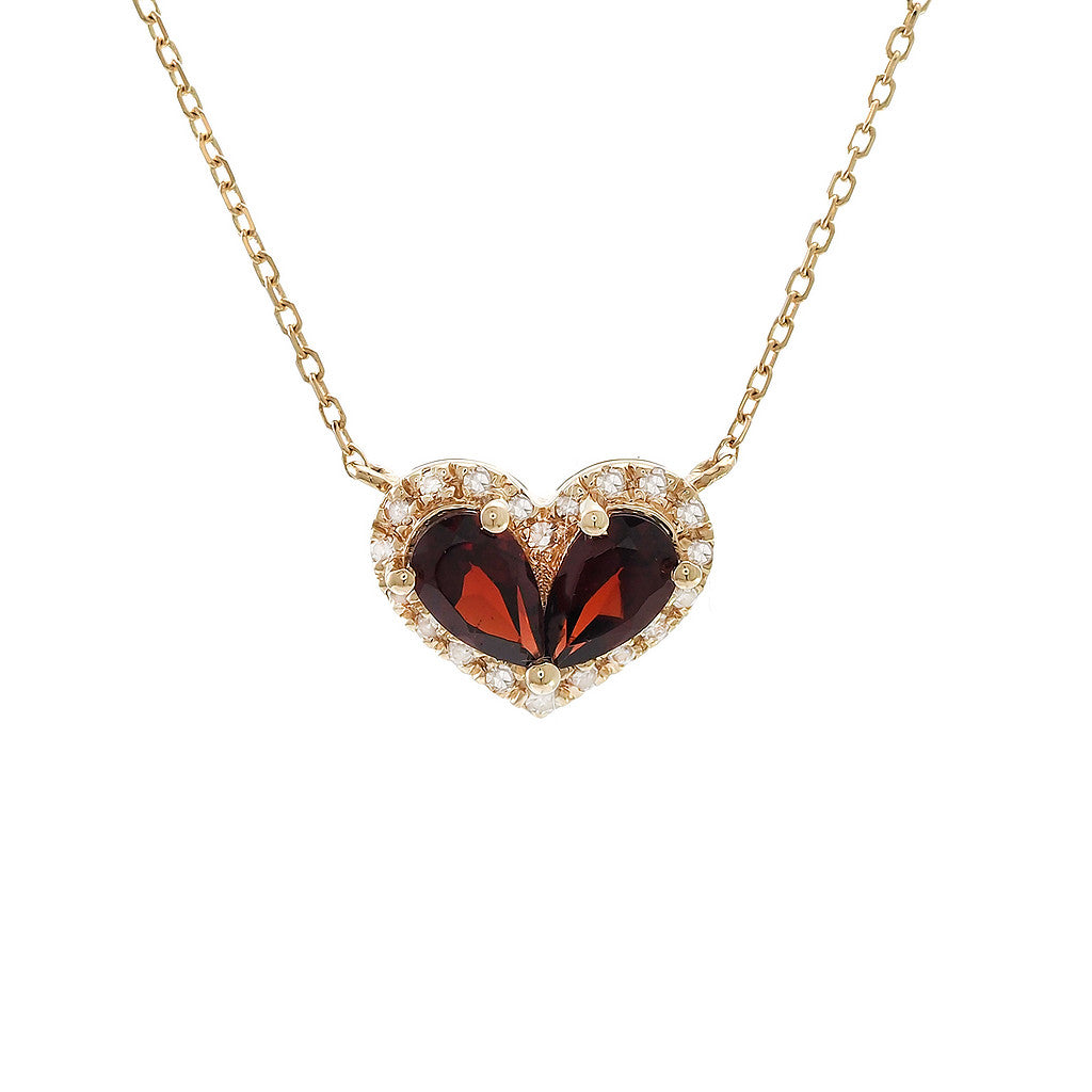 Garnet pears and diamond heart necklace – Mel Spivak