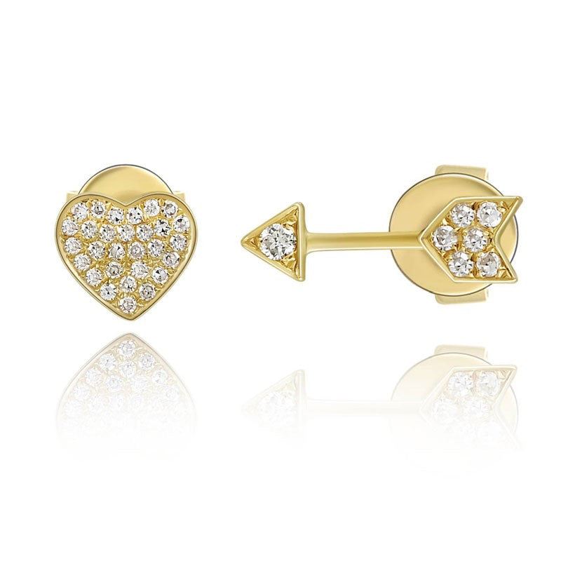 Heart and Arrow Stud Earring