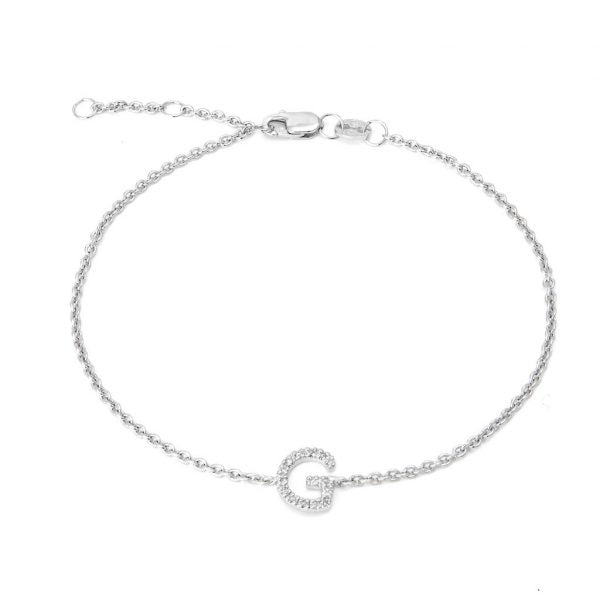 Sterling silver diamond initial bracelet