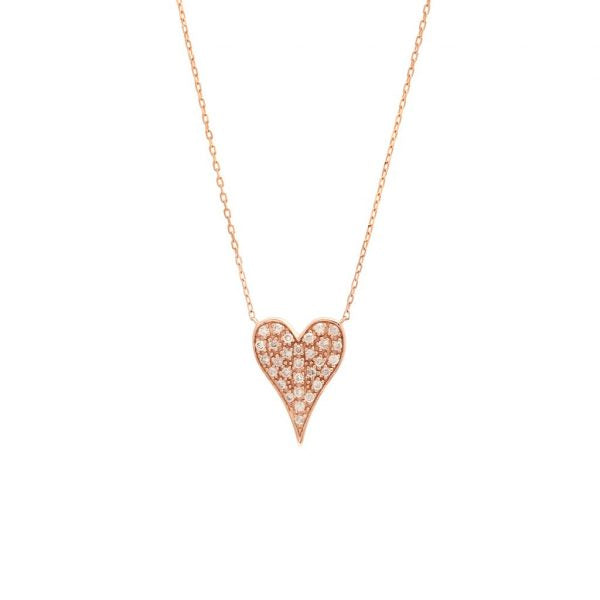 Tapered Diamond Heart Necklace