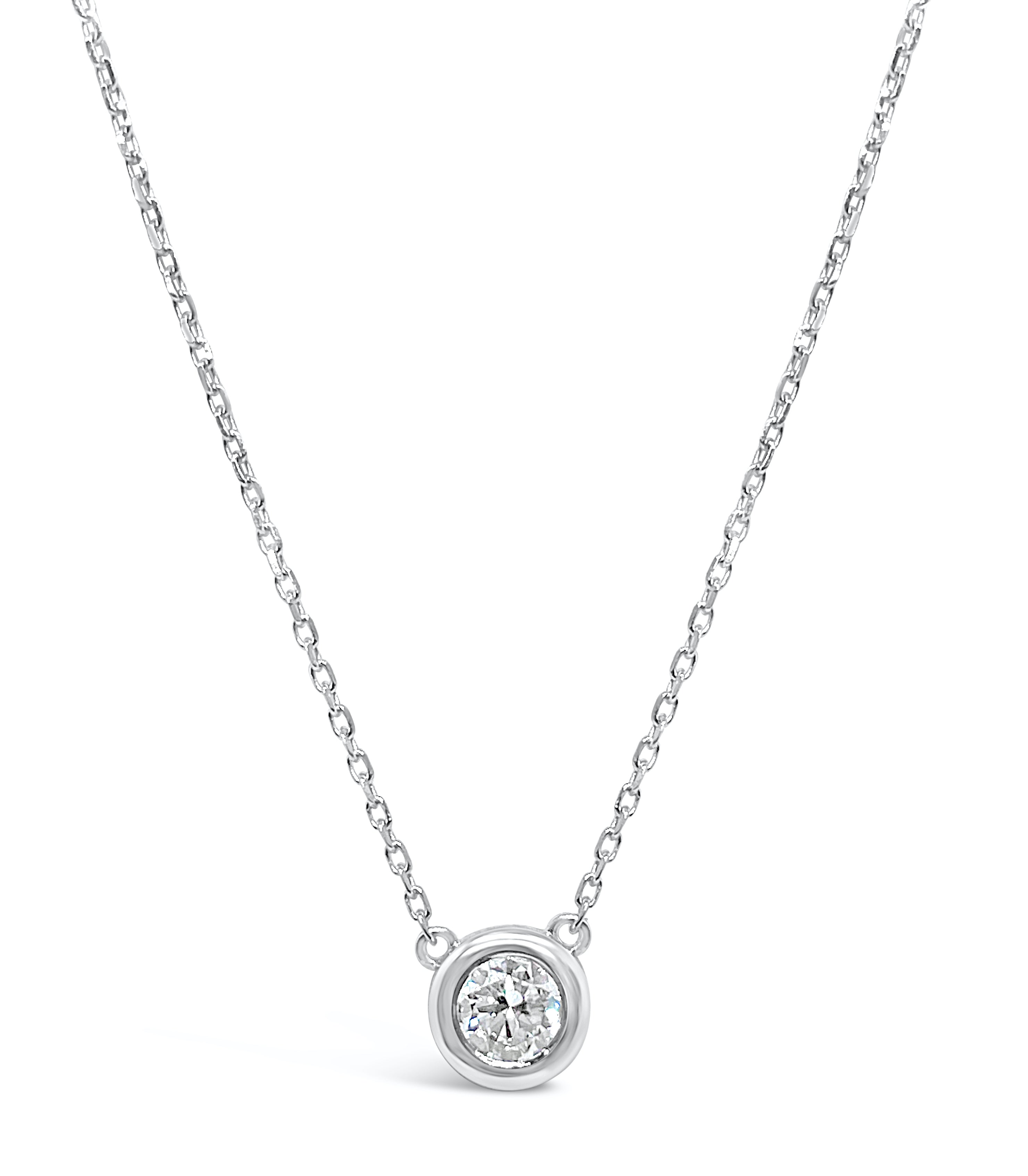 Deep Bezel Lab Diamond Solitaire Necklace-5.2mm
