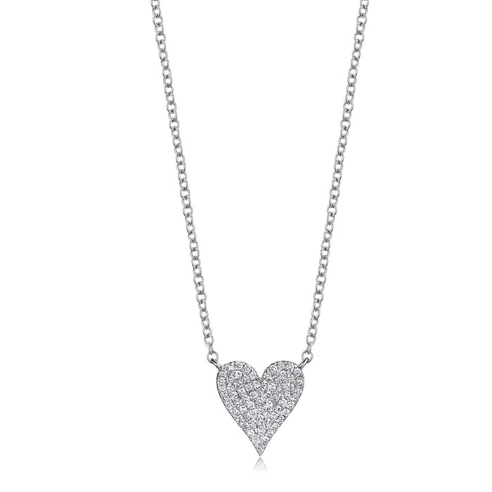 Narrow Diamond Pave Heart Necklace