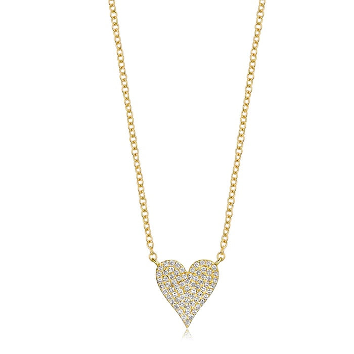 Narrow Diamond Pave Heart Necklace