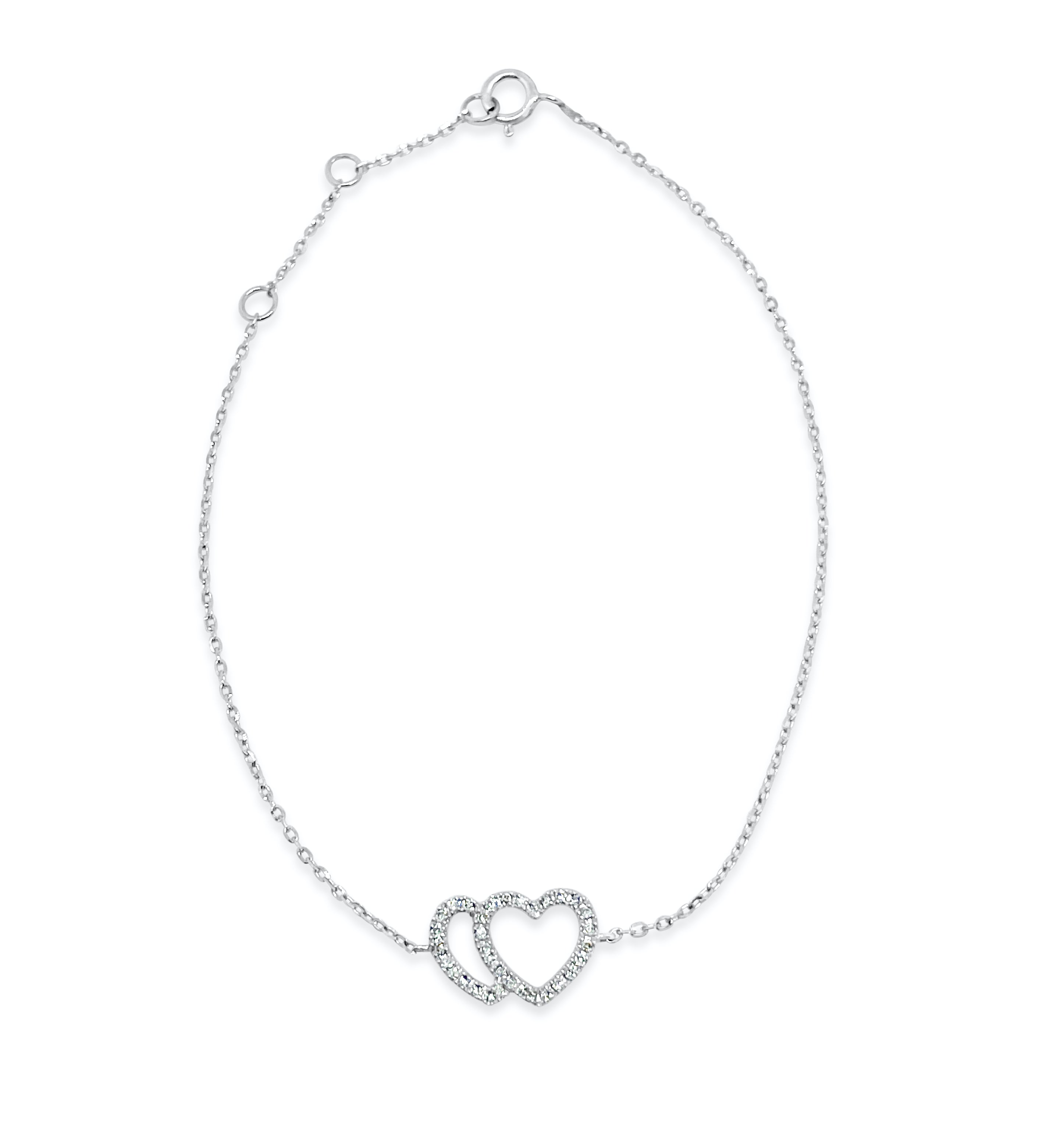 Double Diamond Open Heart Bracelet