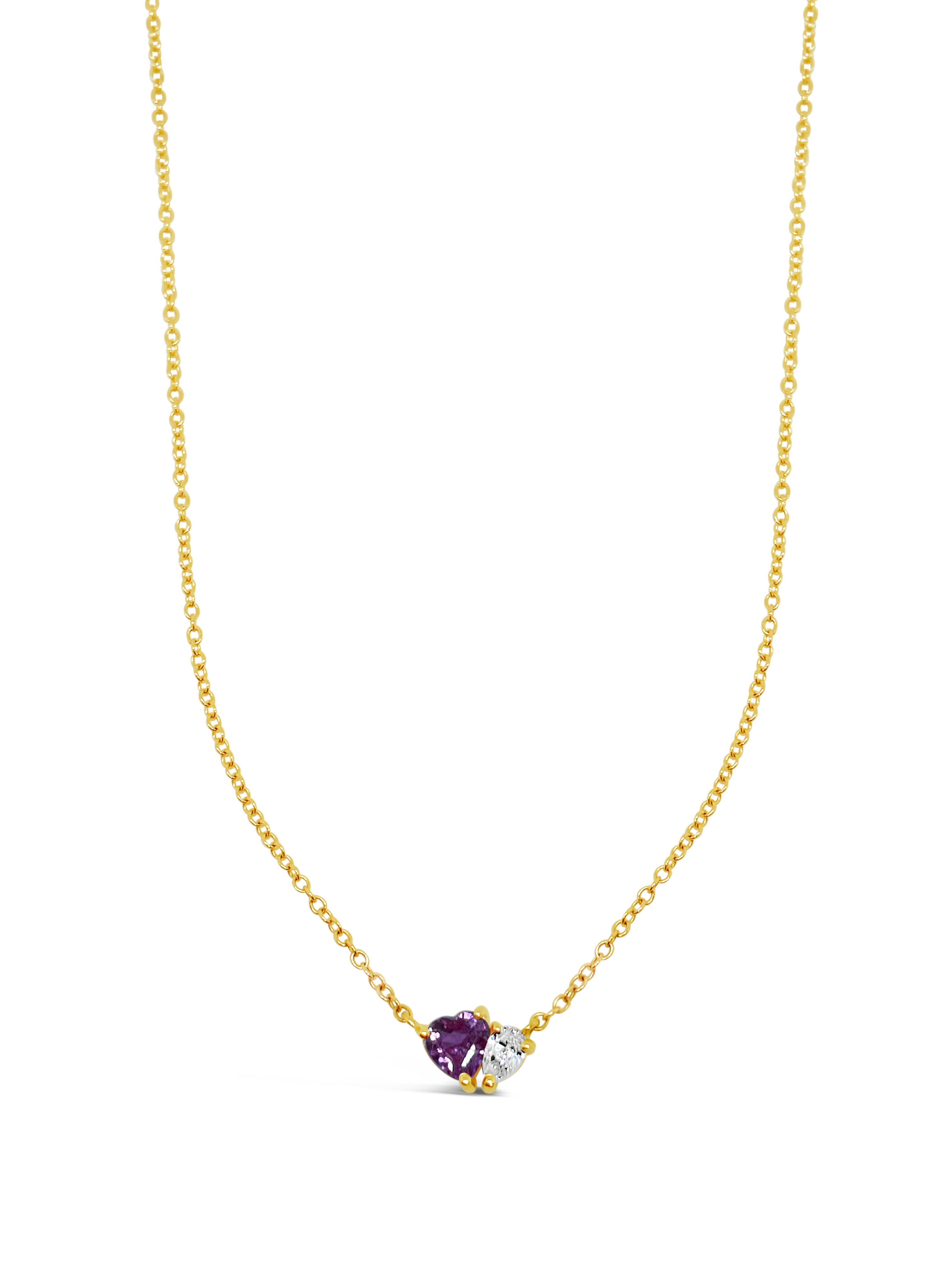 Pink Sapphire Heart and Pear Diamond Toi Et Moi Necklace