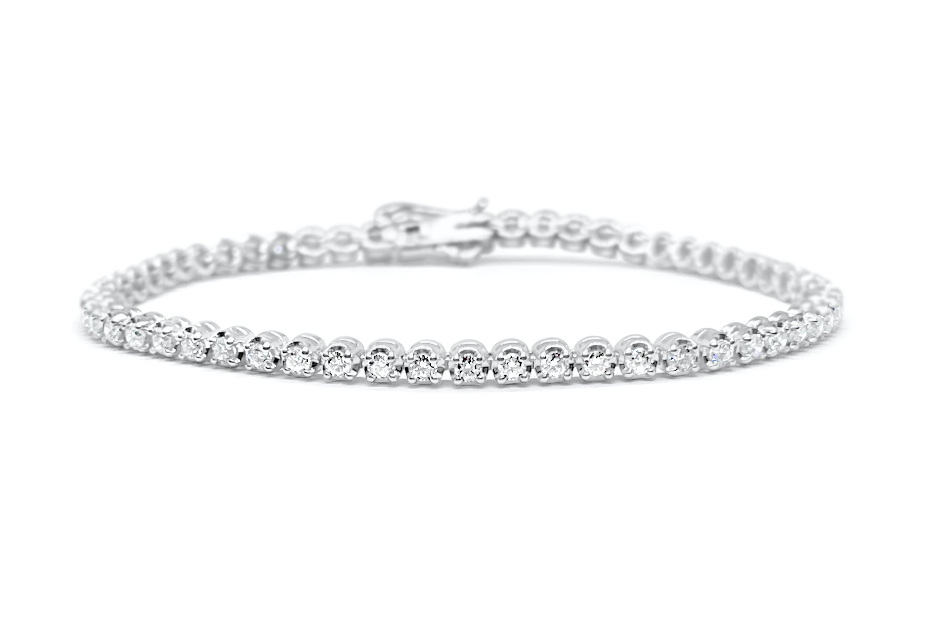 Lab Diamond Tennis Bracelet: Illusion Crown Prong Setting 2.0mm