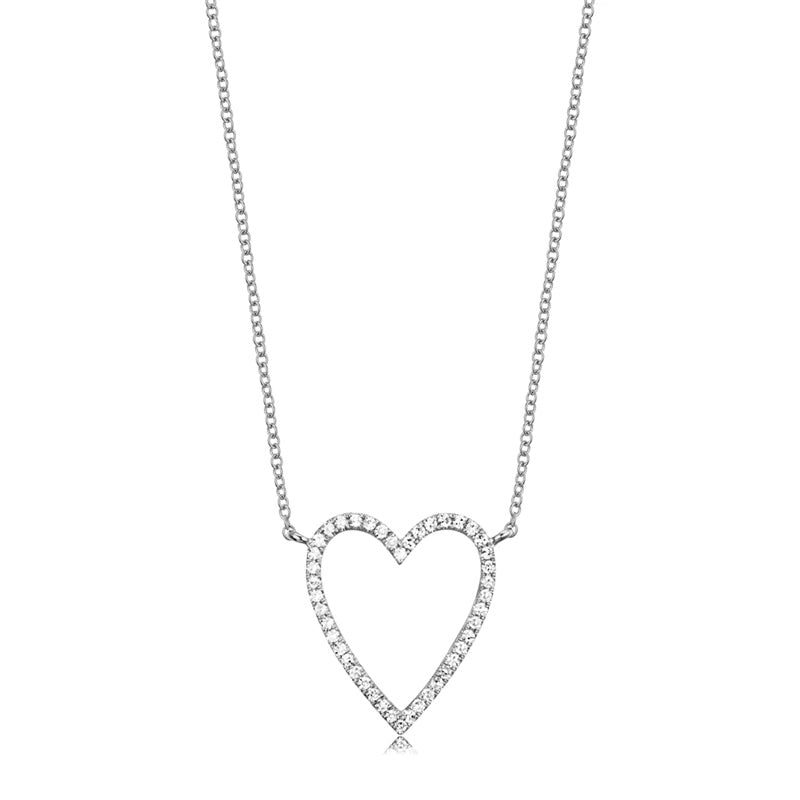 Medium Diamond Open Heart Necklace