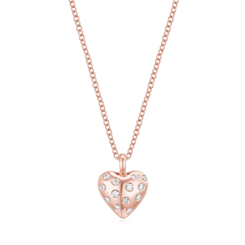 Small Scattered Diamond Heart Necklace