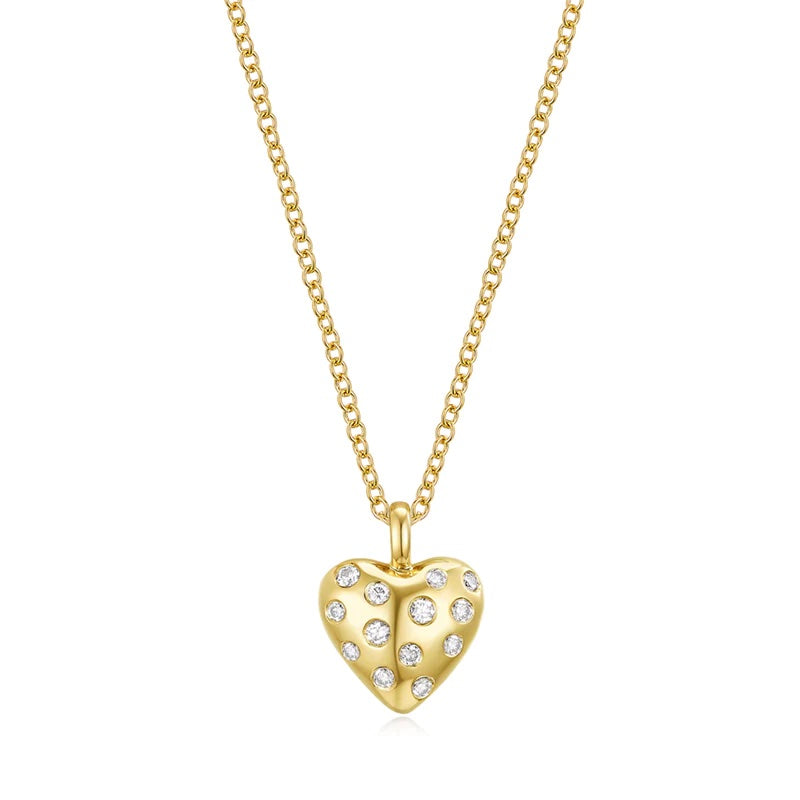 Small Scattered Diamond Heart Necklace