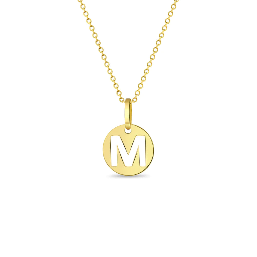 Round Initial Cut Out Letter Necklace
