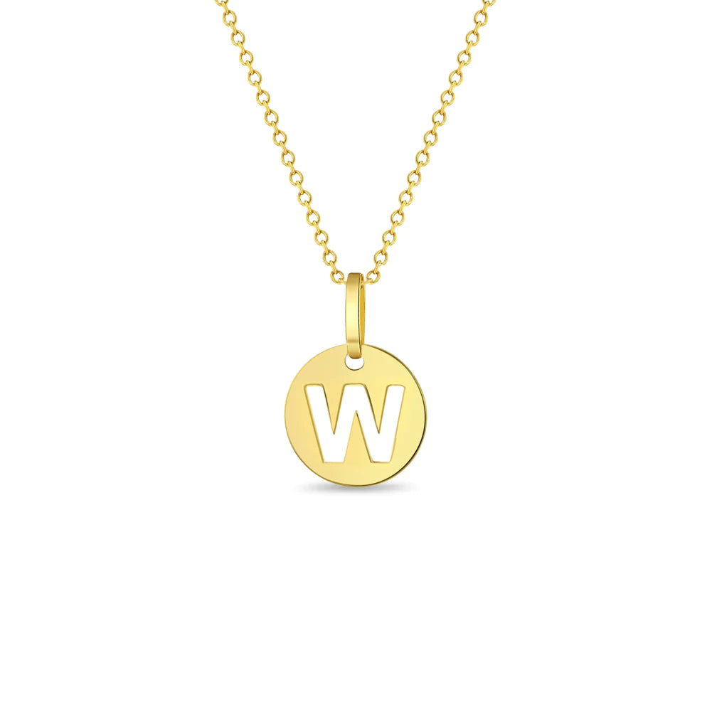 Round Initial Cut Out Letter Necklace