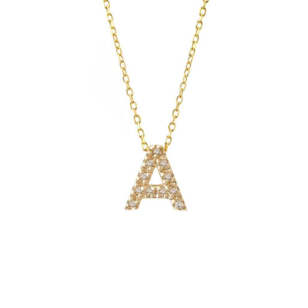 Block Diamond Initial Necklace