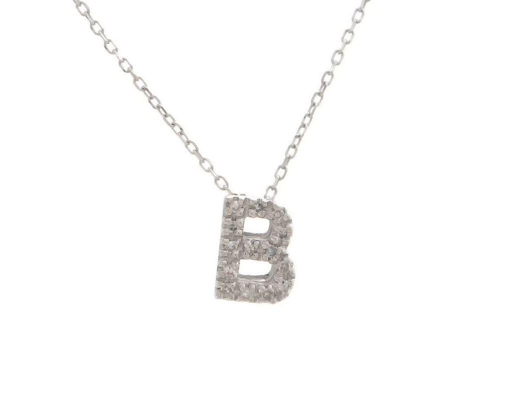 Block Diamond Initial Necklace