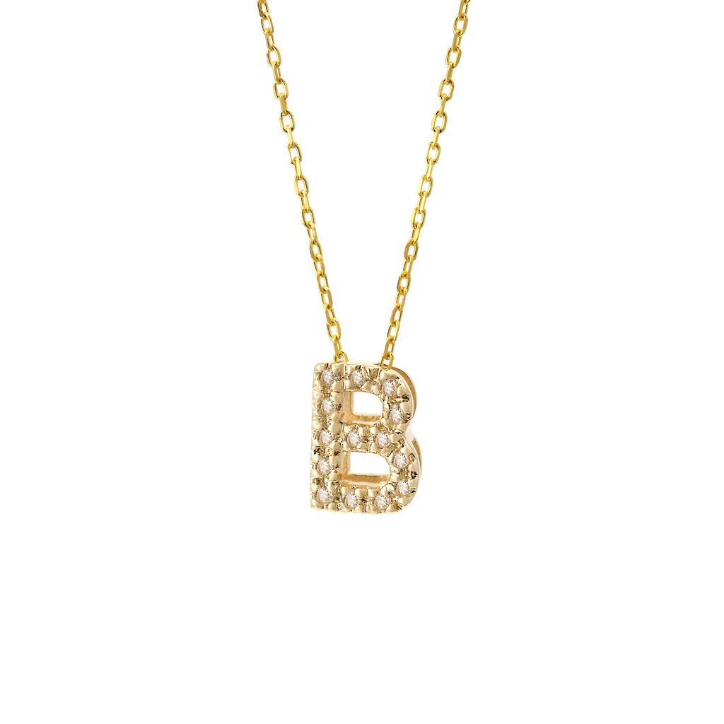 Block Diamond Initial Necklace