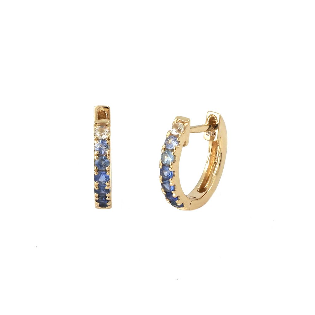 Blue Sapphire Ombre Huggie Earrings