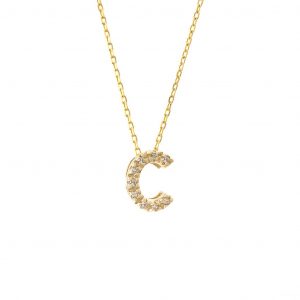 Block Diamond Initial Necklace