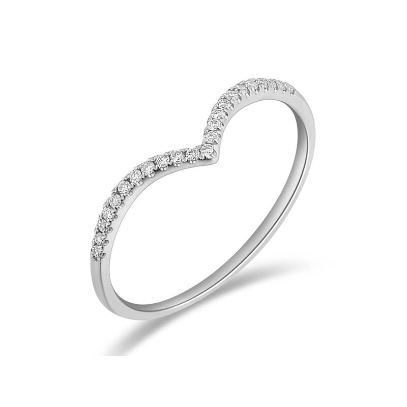 Diamond Curved V Ring