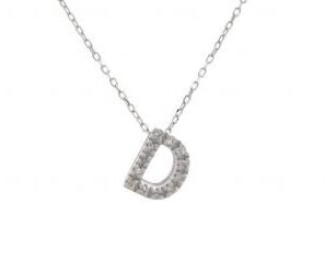 Block Diamond Initial Necklace