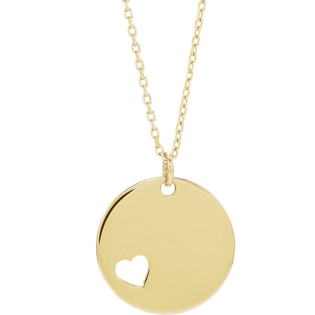 Disc with Heart Cut-Out Necklace