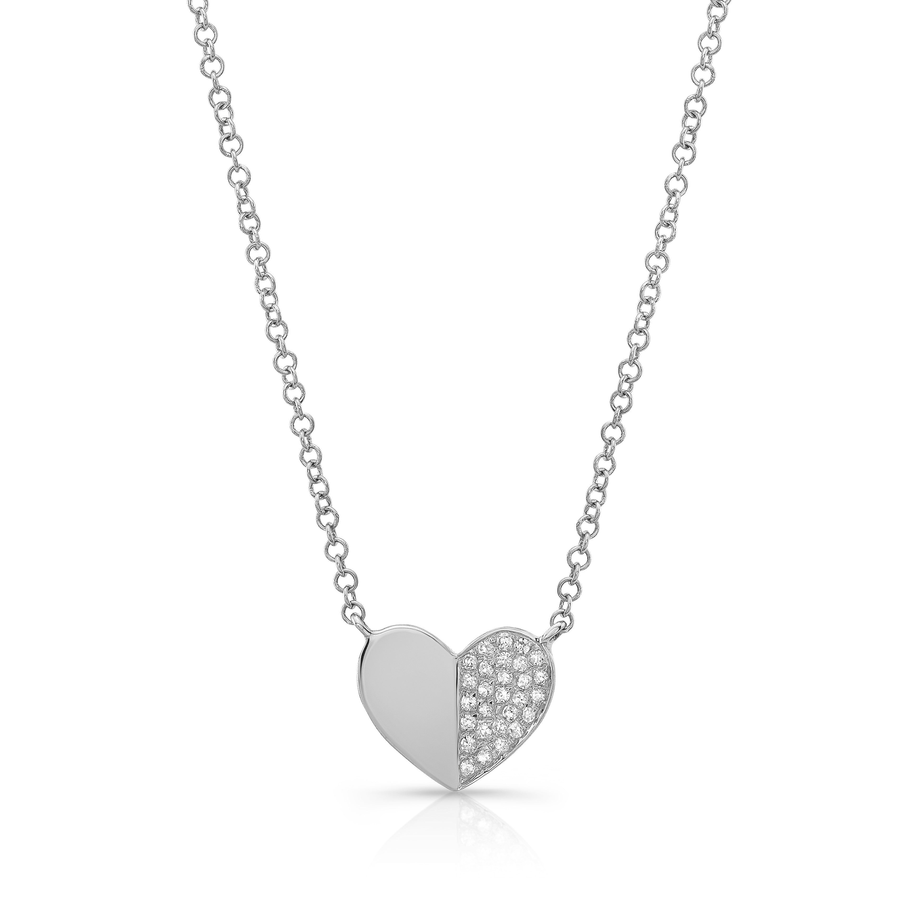 Folded Diamond Heart Necklace
