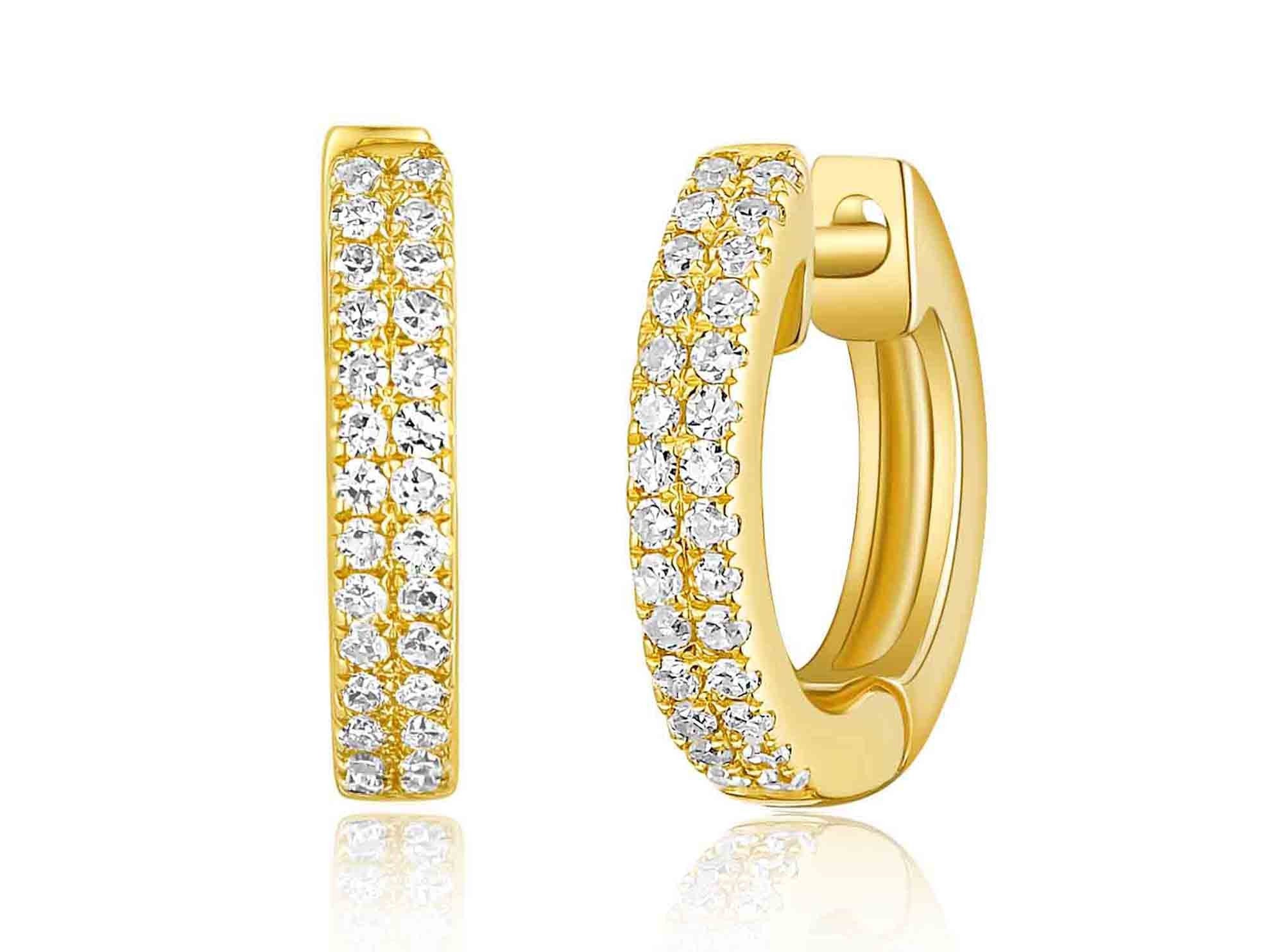 Double Row Pave Huggie Earrings Mel Spivak