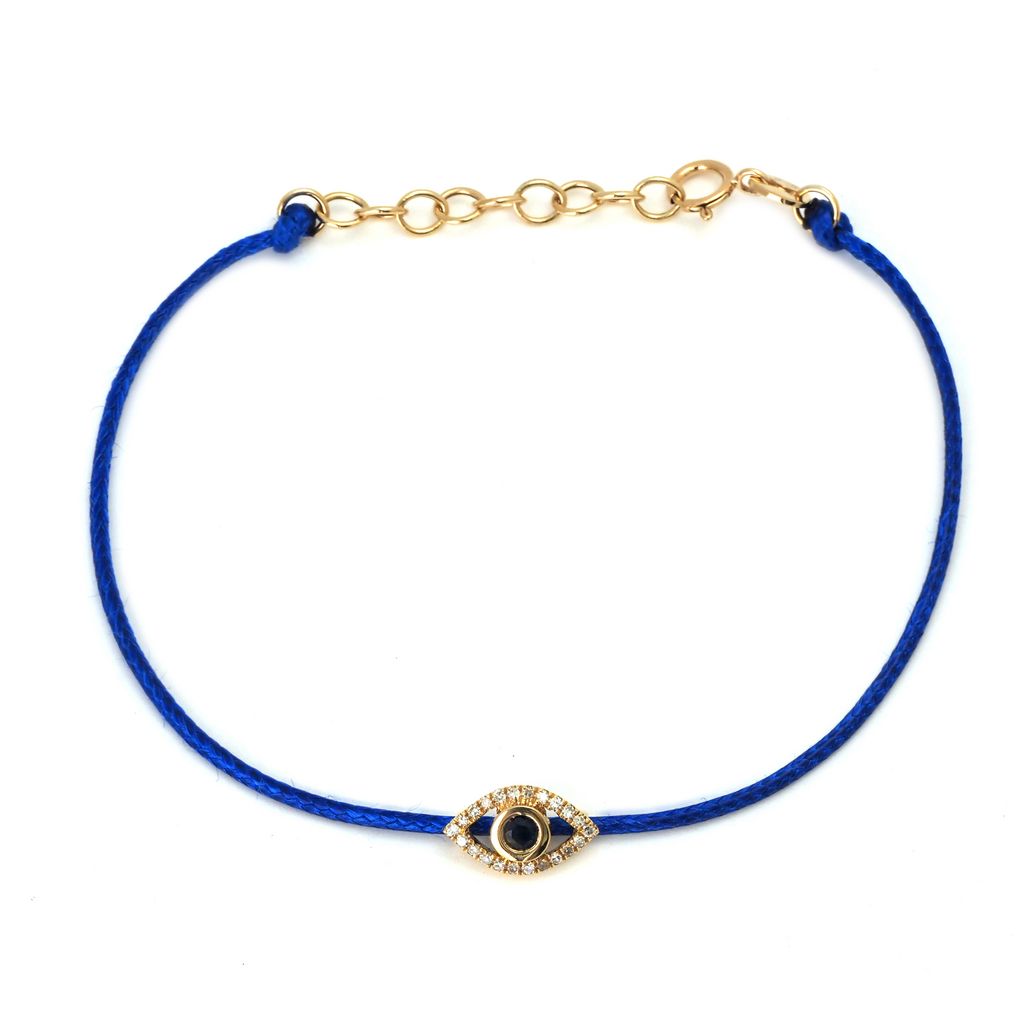 Evil Eye Diamond & Blue sapphire Cord Bracelet