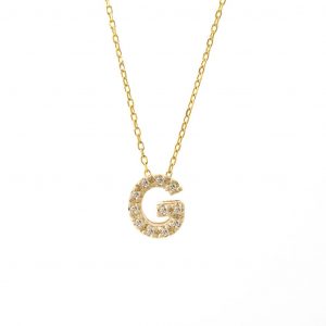 Block Diamond Initial Necklace