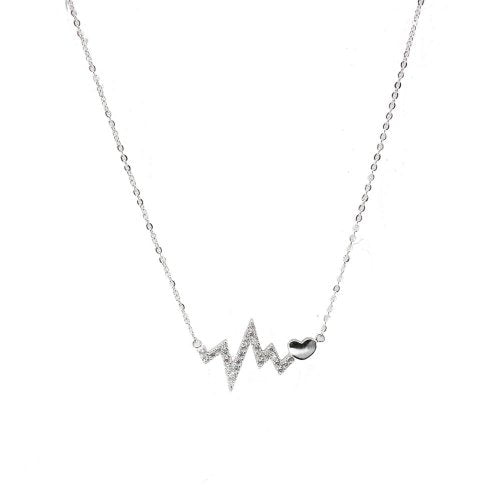 Heart Beat Necklace with heart-Sterling Silver