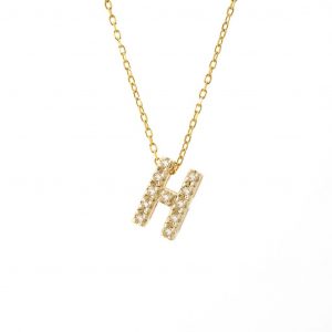 Block Diamond Initial Necklace