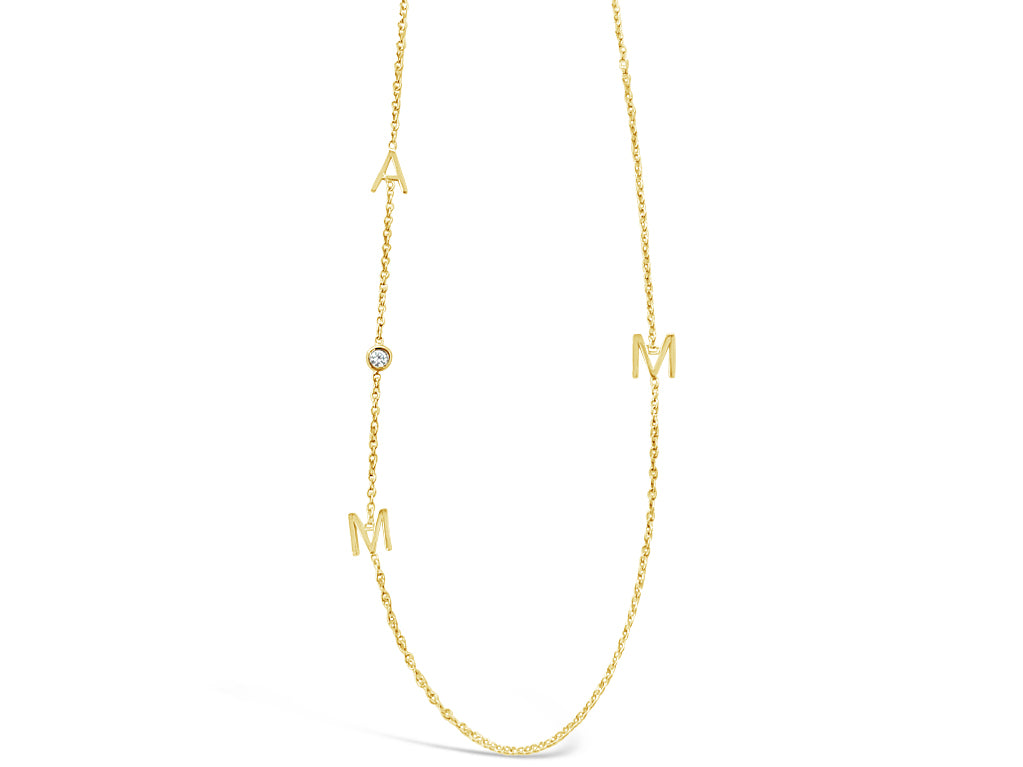 Block Initial & Diamond Asymmetrical Necklace