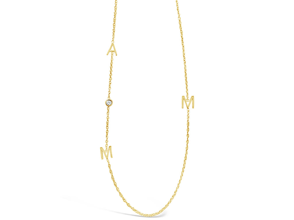 Block Initial & Diamond Asymmetrical Necklace – Mel Spivak