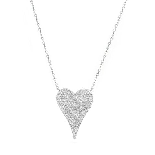 Jumbo Pave Heart Necklace-Sterling Silver