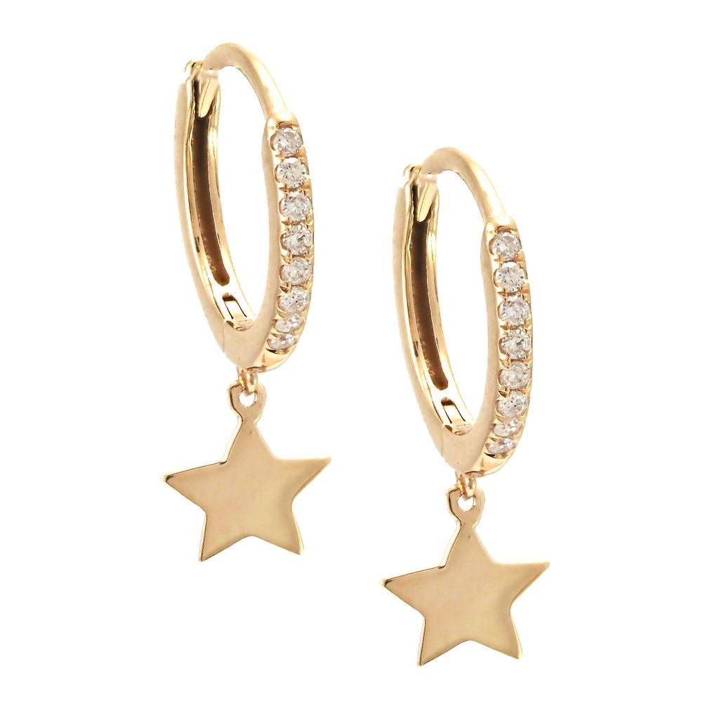 Mini Diamond Huggie Earring With Star Charms