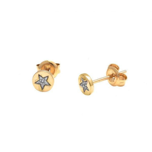Mini diamond star disc earrings