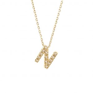 Block Diamond Initial Necklace