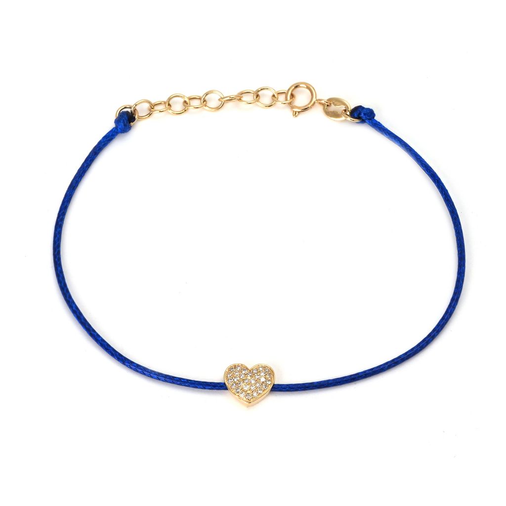 Pave Diamond Heart Cord Bracelet