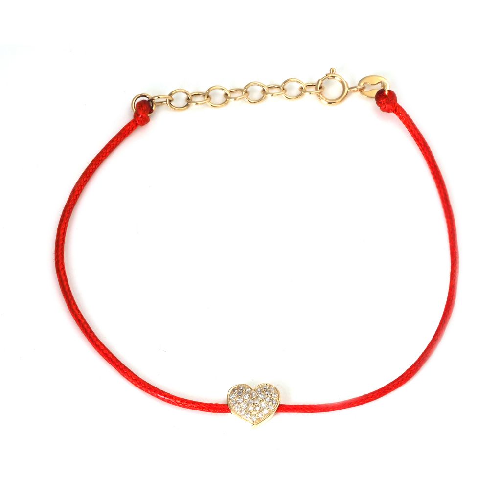 Pave Diamond Heart Cord Bracelet