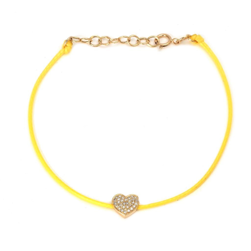 Pave Diamond Heart Cord Bracelet