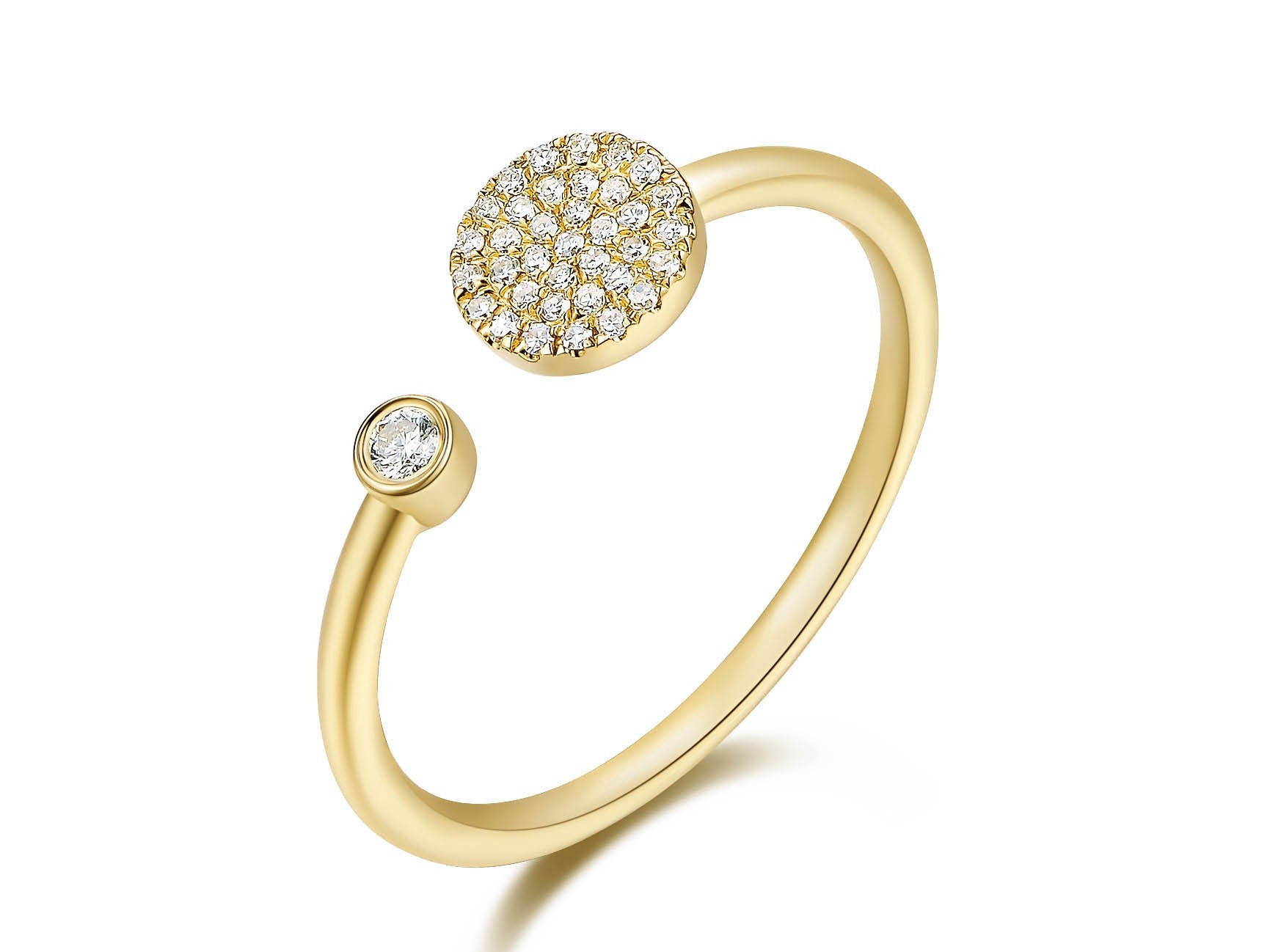 Pave Disc and Bezel Diamond Cuff Ring