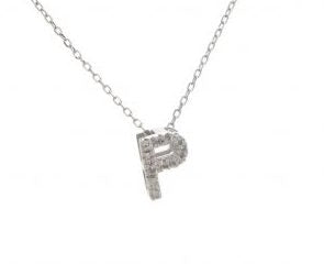 Block Diamond Initial Necklace