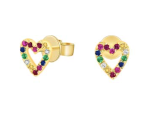 Rainbow Sapphire Heart Earrings