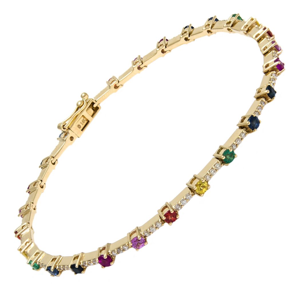 Rainbow Multi Gemstone and Diamond Bracelet