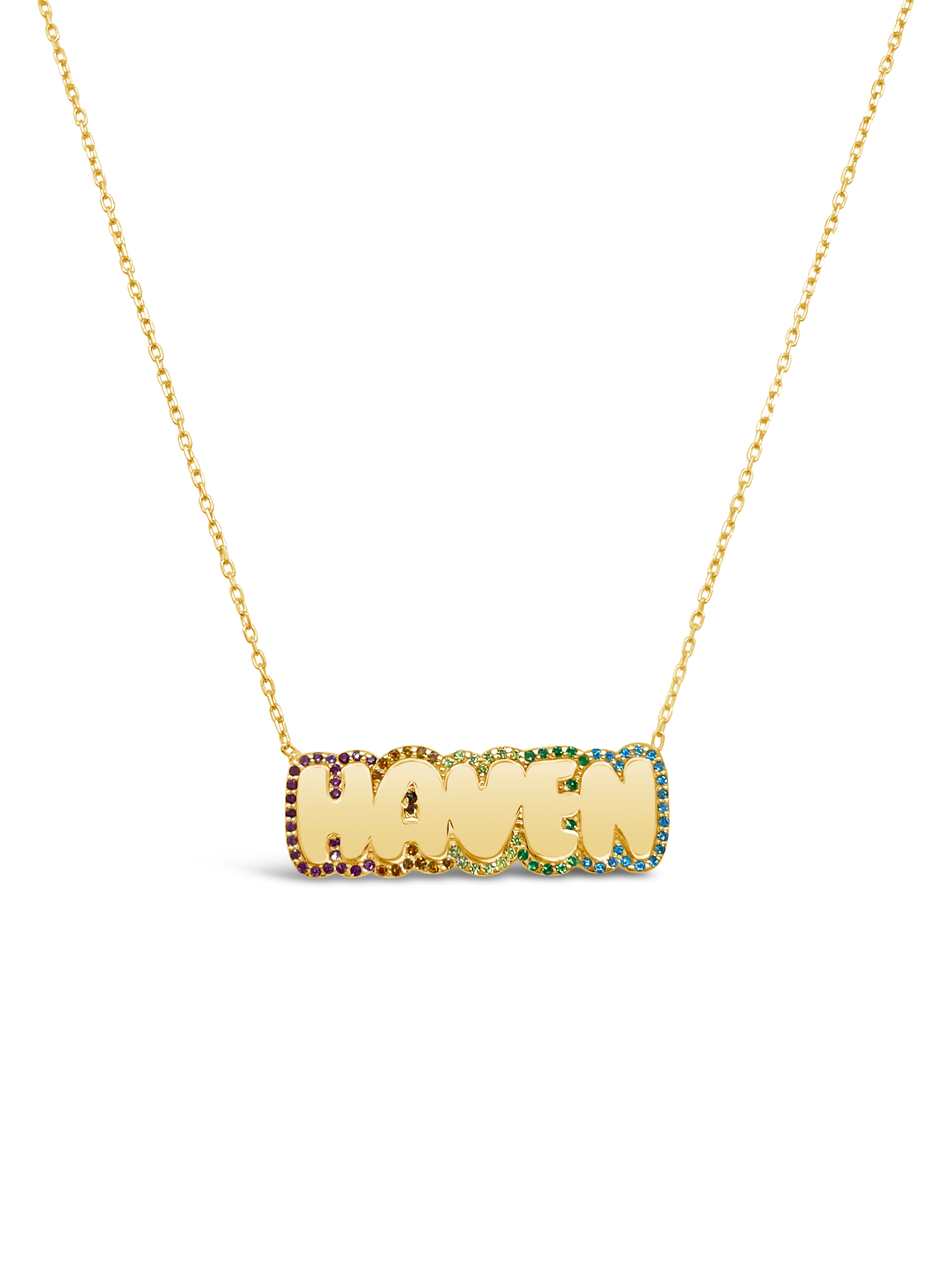 Rainbow Balloon name necklace - Sterling Silver