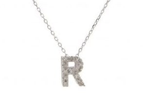 Block Diamond Initial Necklace