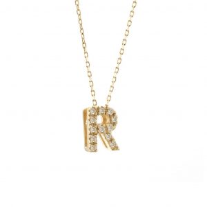 Block Diamond Initial Necklace