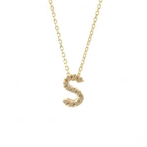 Block Diamond Initial Necklace