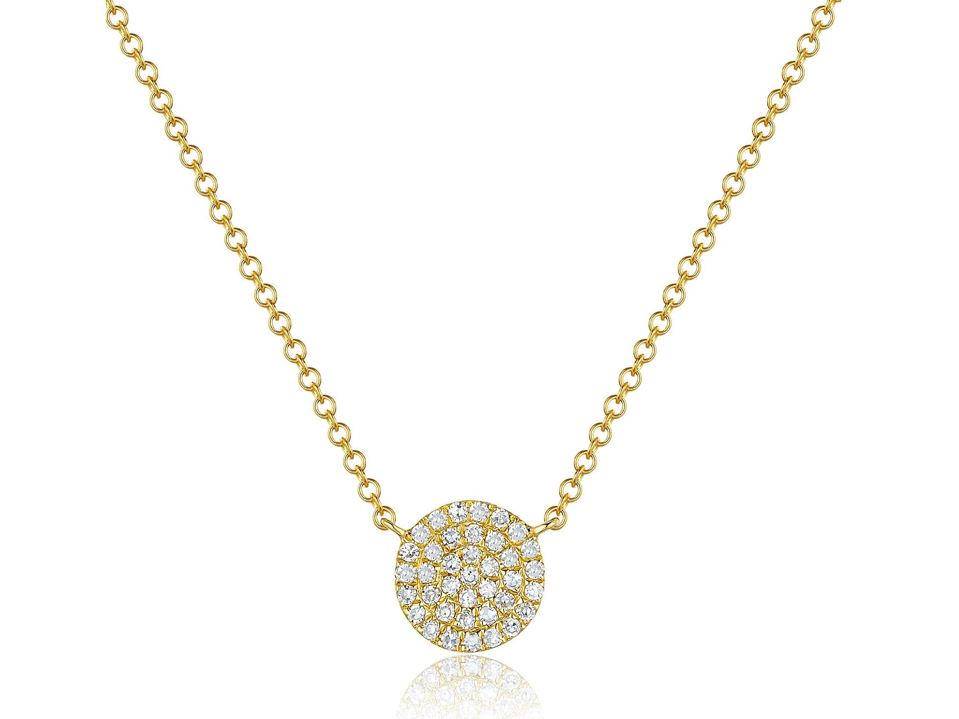 Pave diamond disc necklace best sale