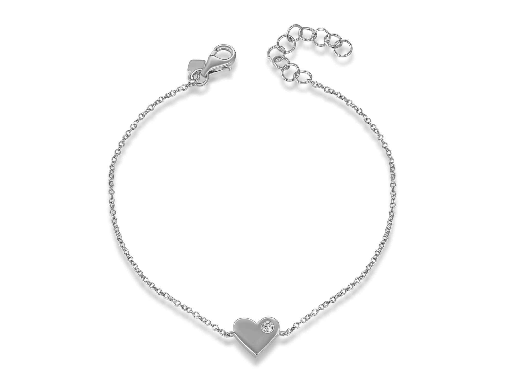 Solid Heart and Diamond Bracelet